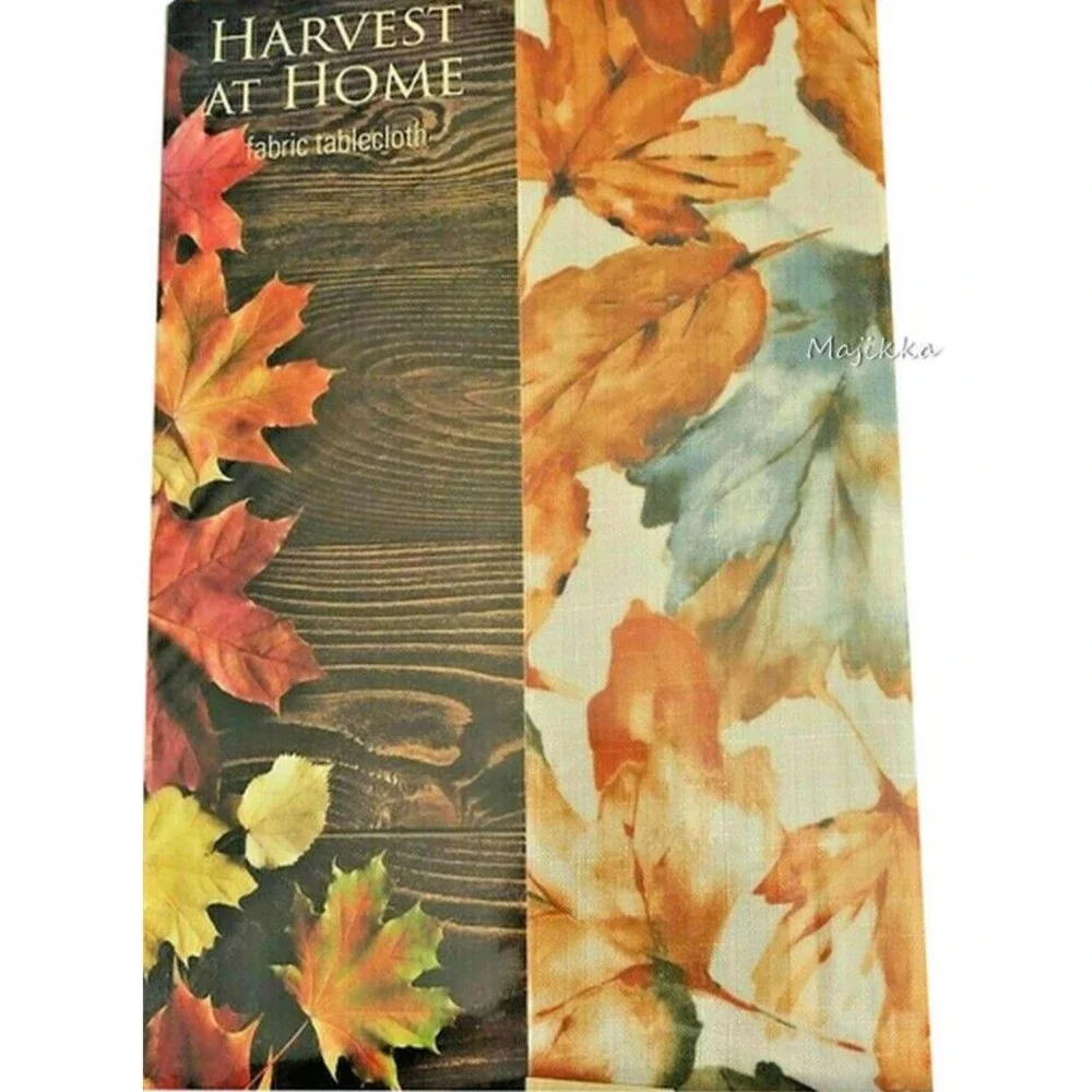 Thanksgiving Fabric Tablecloth 60x102 Oblong Fall Alluring Leaves Harvest